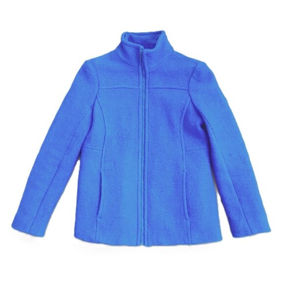 Lands End Boiled Wool Pea Coat Cornflower Blue 4P - Picture 12 of 12